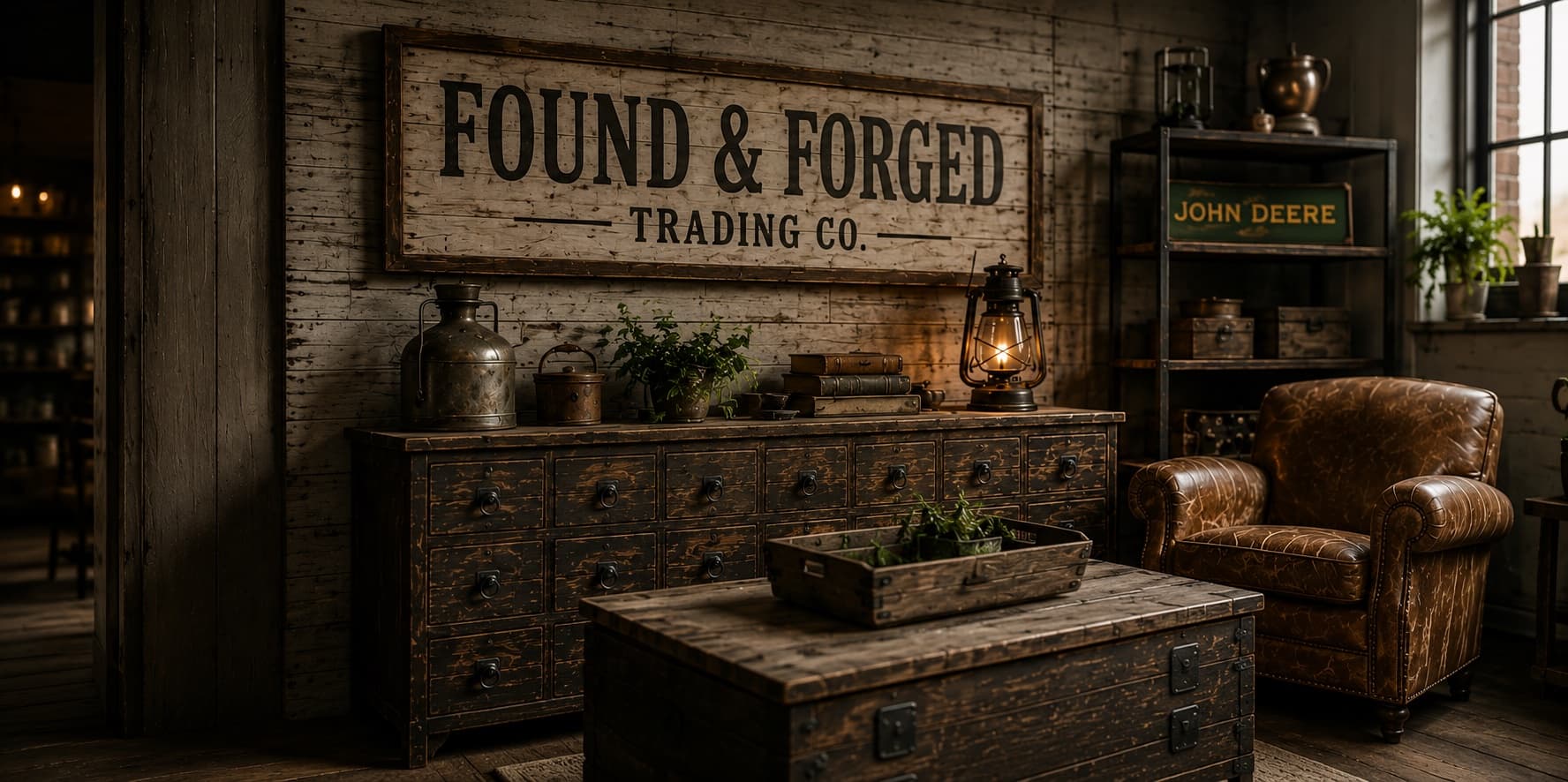 Found & Forged trading room with curated vintage goods